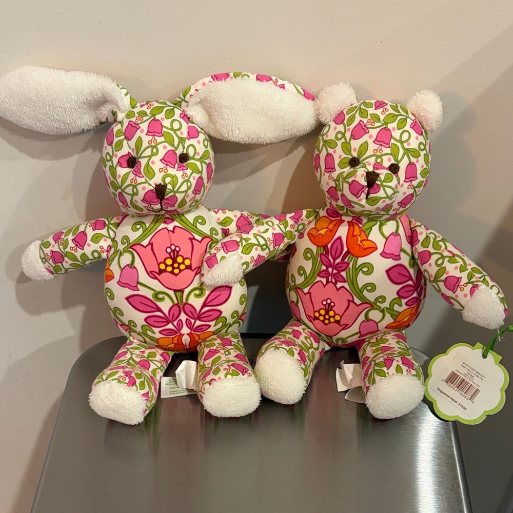 Vera Bradley Floral Plush Bunny and Bear Set